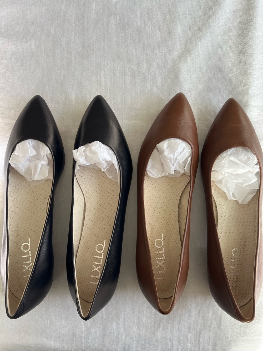 2 pair Italian leather pointy toe flats
